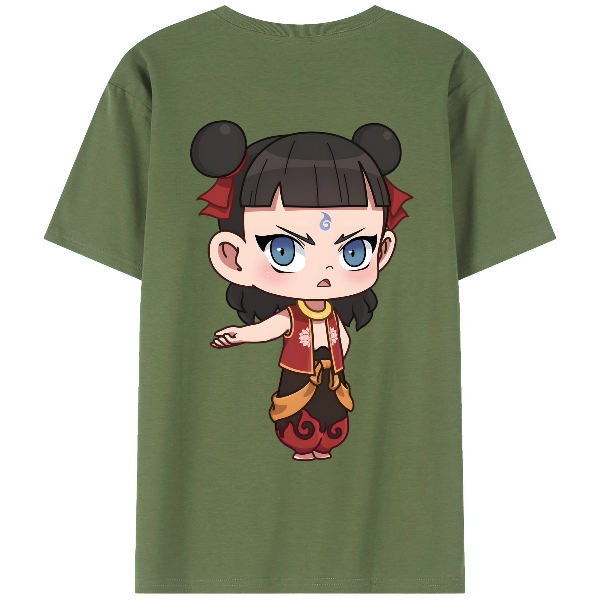 （画像用） Ne Zha 2 ナタ 魔童の大暴れ 綿100％ メンズ半袖Tシャツ（バックプリント） 通気性